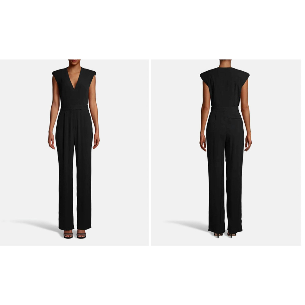 Nicole Miller‎ Women 2 Jumpsuit V Neck Sleeveless Shoulder Pads New